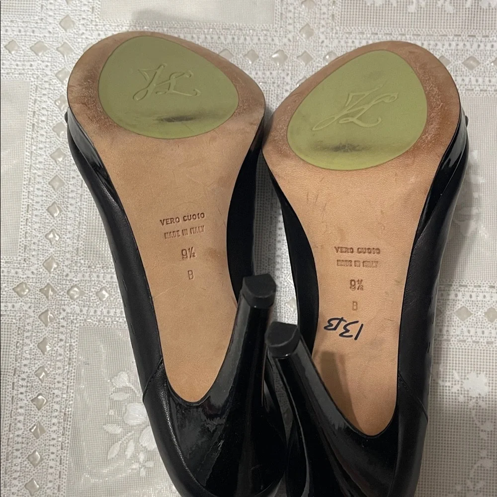 Julie Lopez Black Italian Leather Women's Career Pumps Shoes Size 9.5
